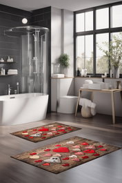 Mijölnir Juego de alfombrillas de baño CT-5224 Multicolor (2 piezas) de 40x60 cm y 60x100 cm